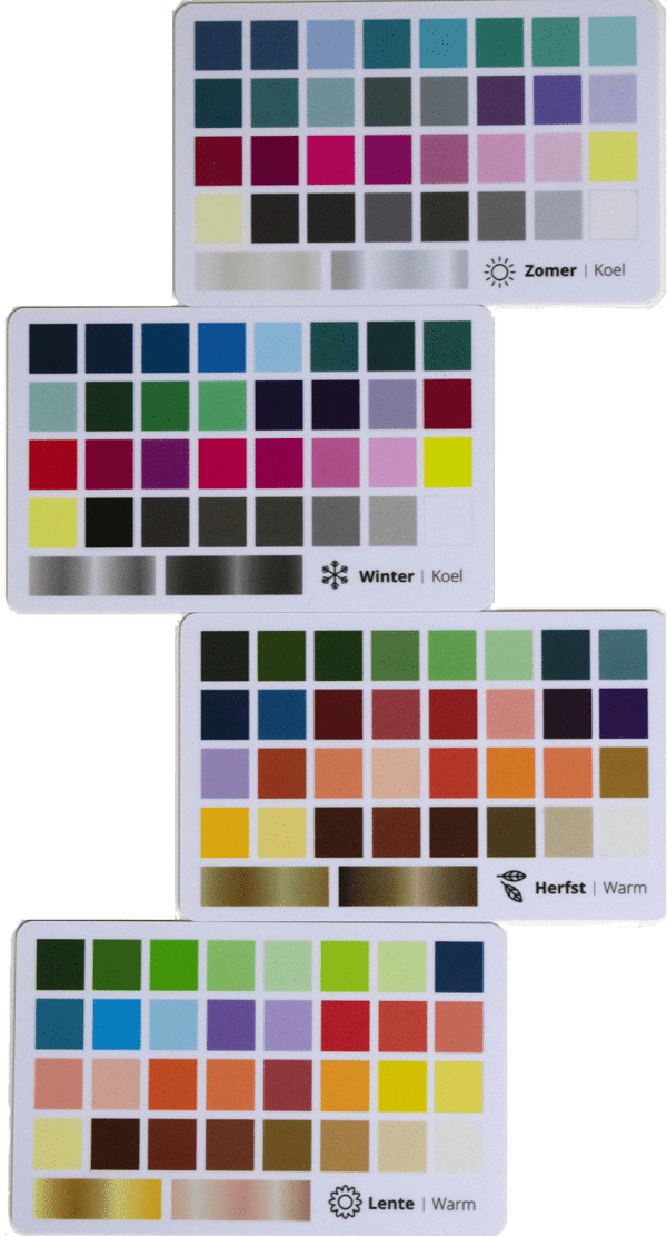 kleurenkaarten 4 seizoenen kleuranalyse